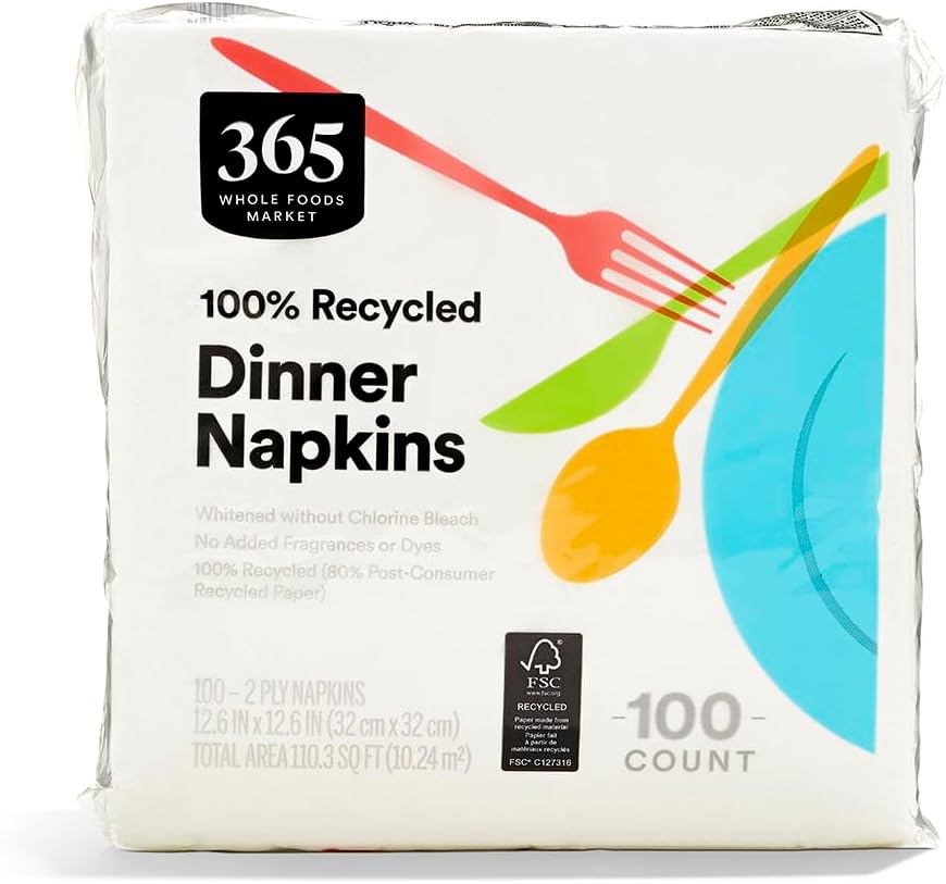 365 by Whole Foods Market Dinner Napkins - 2-Ply, 100 Count for Elegant Dining