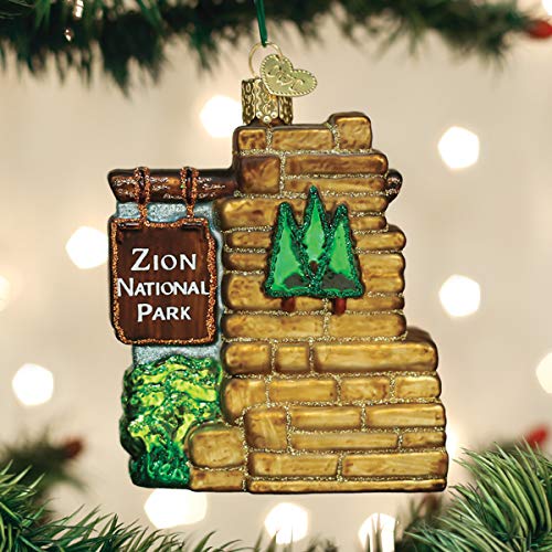 Old World Christmas Zion National Park Glass Blown Ornament for Christmas Tree, Handcrafted Holiday Decoration, Landmarks Collection