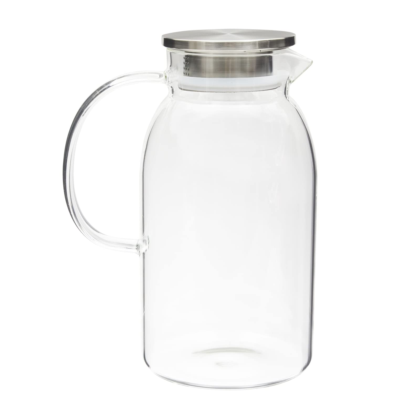 Okuna Outpost Glass Pitcher with Lid for Guests - 2.0-Liter (68 oz), Clear - Heat-Resistant Beverage Dispenser with Spout - Water & Iced Tea Pitcher - Kitchen & Refrigerator Organization