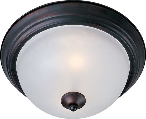 Maxim Essentials-3 Light Flush Mount in Utility Style-Oil Rubbed Bronze Finish-Frosted Glass Color