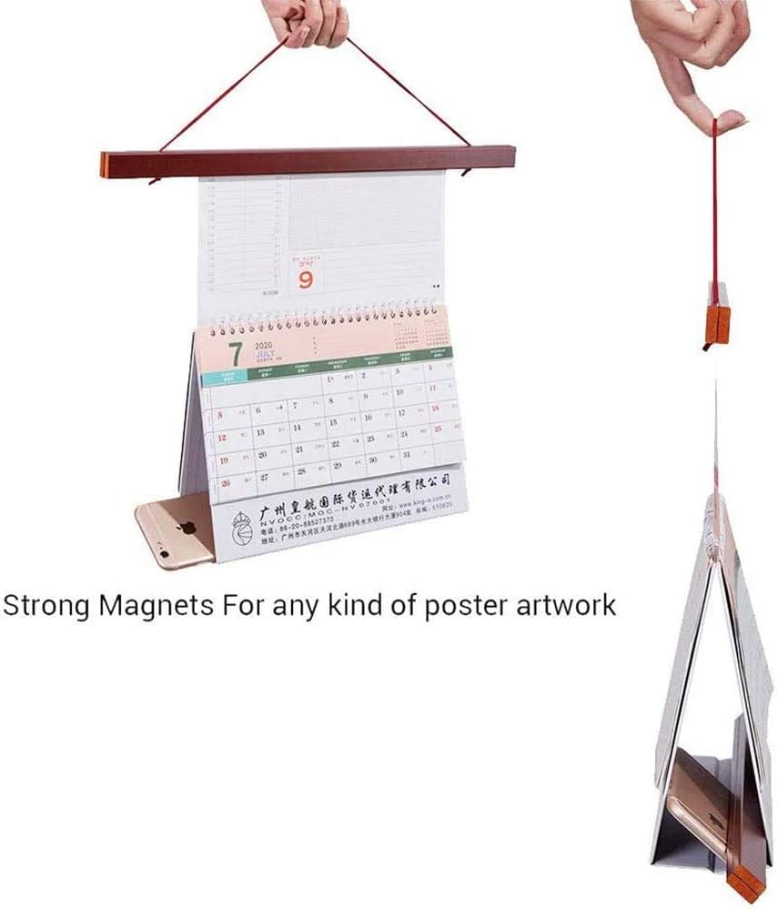 Benjia Magnetic Poster Hanger - 16" Mahogany Wood Frame for Canvas & Artwork Display