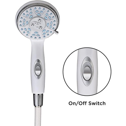 NOVA Handheld Shower Head with Extra Long 84” Hose, On/Off Switch, 5 Settings, Comes with Wall Mounted Holder (9311-R)