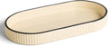 Preston Lane Signature Ceramic Tray – Handmade in Portugal with Fluted Edges & Hand-Painted Trim – Decorative Organizer or Home Accent, Large, Alabaster
