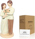 Mr & Mrs Couple Figurine - Hand-Painted Resin Wedding Cake Topper | Perfect Valentine's Day & Anniversary Gift (Brown)