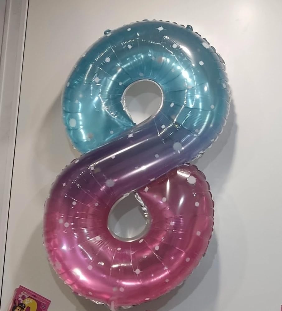 Starry Sky 8 Balloon - 40 Inch Number Balloon for 8th Birthday Decorations | Perfect for Girls' Parties