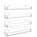 SOVQUEST Clear Acrylic Floating Shelves Wall Mounted 15 Inch Invisible Kids Bookshelf Figurine Display Shelf Spice Rack for Office Bathroom Kitchen (4 Pack)