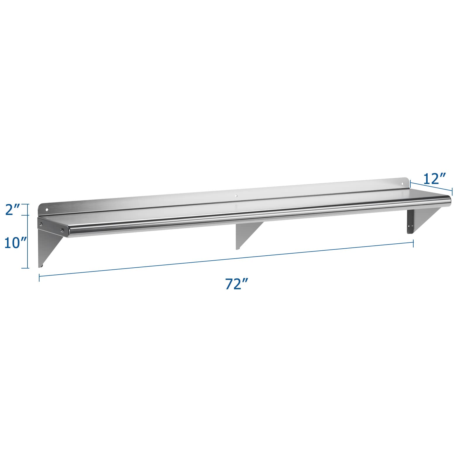 Garvee Stainless Steel Hanging Rack for Kitchen Storage and Organization, [NSF Certified] 12 in W*24 in L Shelf with 10 S Hooks for Hanging Pots, Pans in Home Kitchen, Restaurant & Hotel
