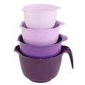 Glad Mixing Bowls with Pour Spout, Set of 4 - Nesting Plastic Bowls (1.2qt, 1.9qt, 2.8qt, and 3qt with Handle) - Non Slip Base, Dishwasher Safe Kitchen Cooking and Baking Supplies, Purple