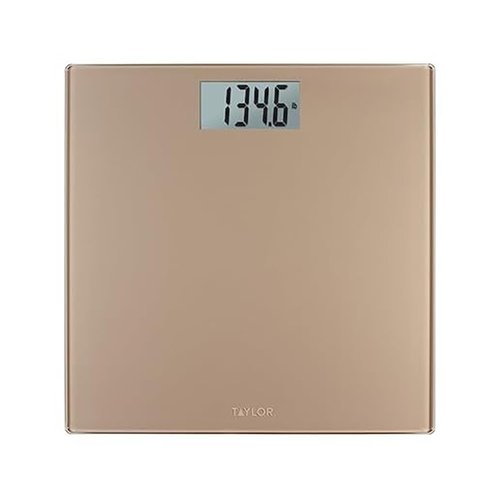 Taylor Digital Scale for Body Weight, 400 LB Capacity, Durable Glass Platform 11.8 x 11.8 Inches, Easy Read 3.2 x 1.5 In Display, Offering Daily Use in Homes for Enhance Performance, Champagne