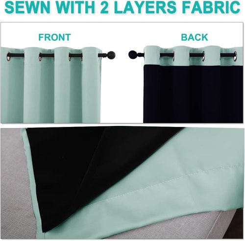 NICETOWN Blackout Curtain Set - Aqua Blue Thermal Insulated Draperies for Light Sleepers | 37W x 40L, 2 Panels