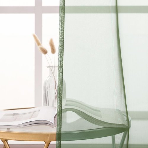 MIULEE Spring Window Valance Half Sheer Curtain Valance Rod Pocket Voile Drape Extra Wide for Kitchen Cafe Bathroom Small Window One Panel 60 x 18 Inch Sage Green