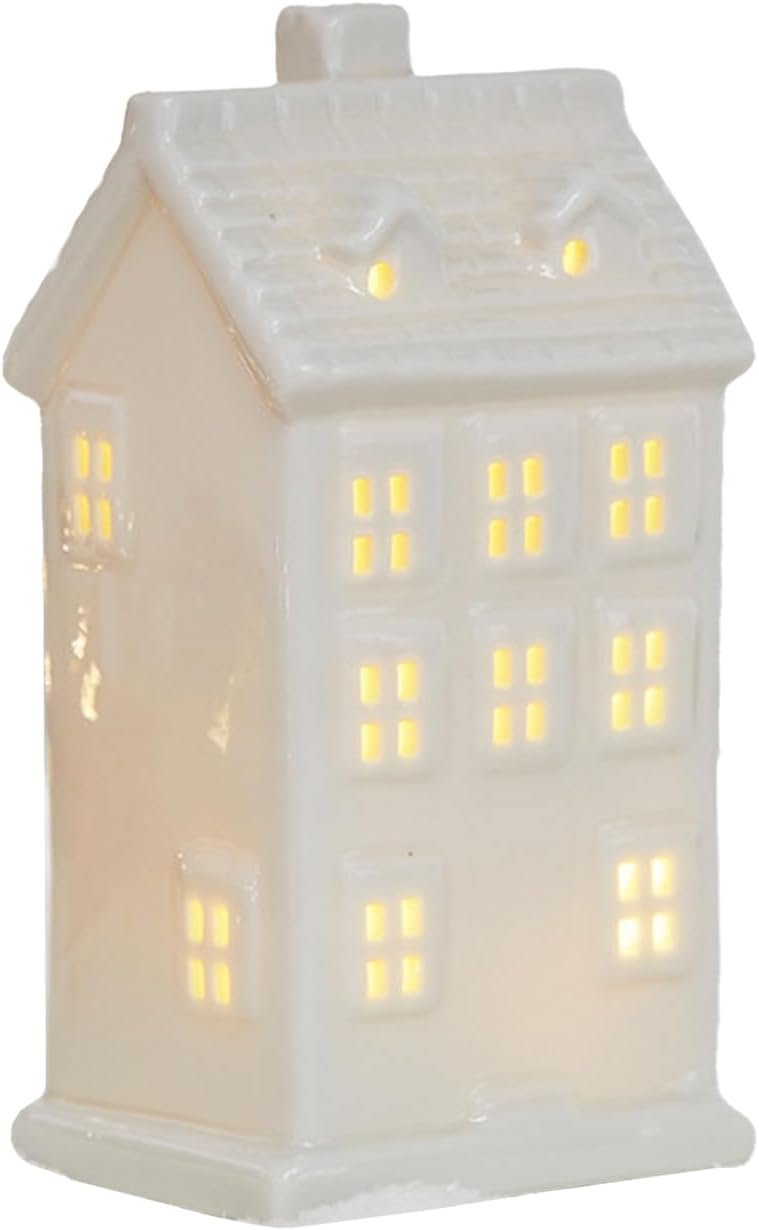 Regine Switzerland Ceramic Christmas Village Houses - White Small Tabletop Figurines for Festive Home Decor