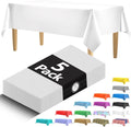 Premium White Plastic Tablecloths by [Brand Name] - 5 Pack Disposable Rectangle Covers | 108 x 54 in. for Parties & Weddings