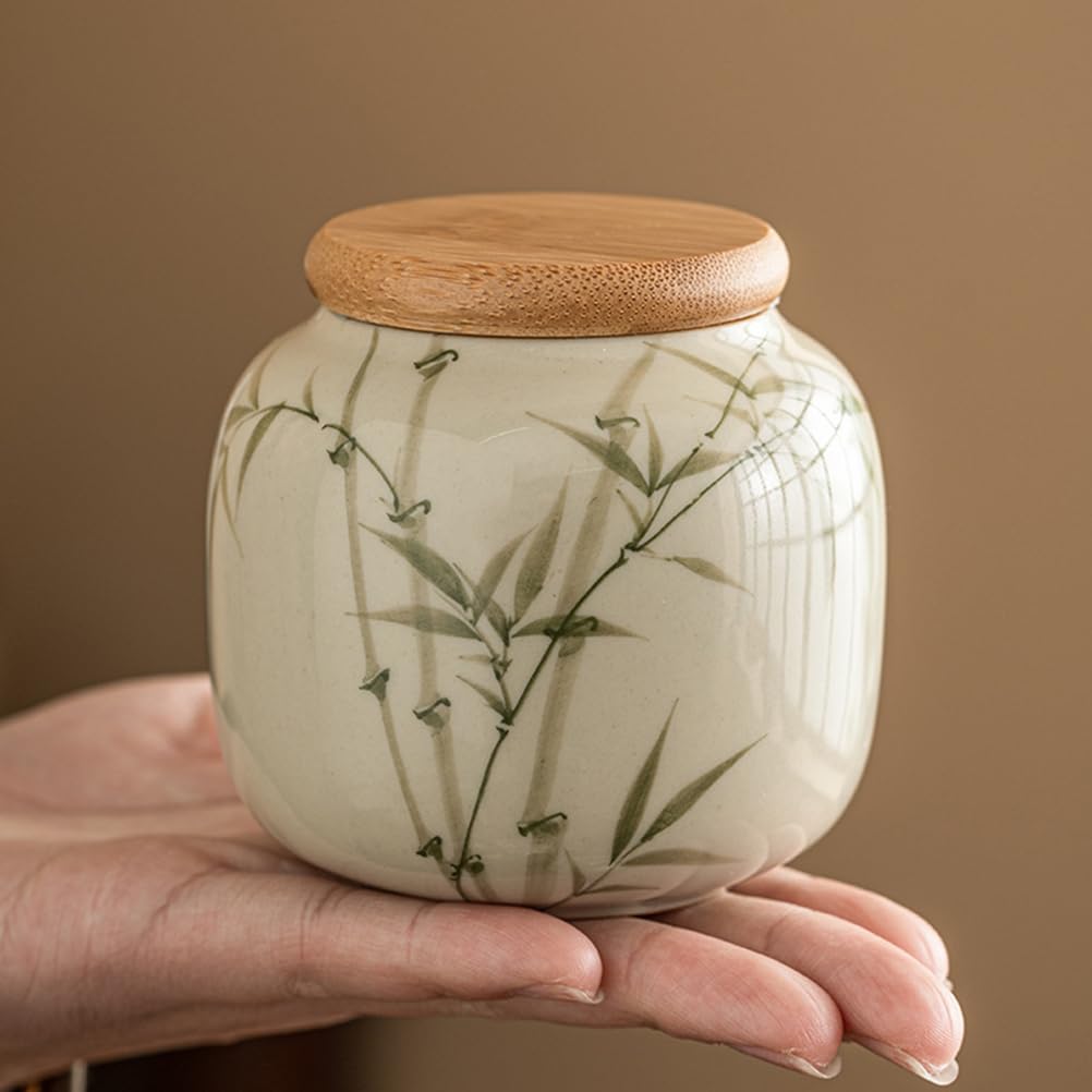MAGICLULU 2Pcs Ceramic Tea Jars with Airtight Seals Decorative Loose Leaf Tea Containers for Kitchen Storage 3.22X3.14X1.88In Home Use Panda Design