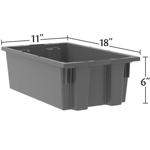 Akro-Mils 35180 Nest and Stack Plastic Storage Container and Distribution Tote, (18-Inch L x 11-Inch W x 6-Inch H), Red, (6-Pack)