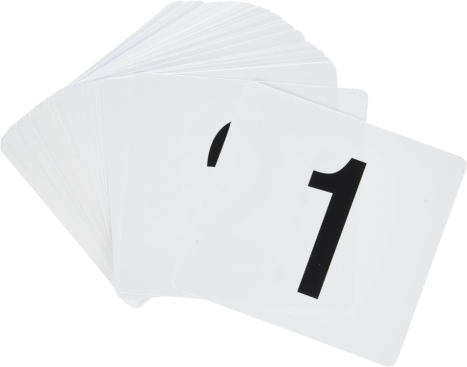 New Star Foodservice 23053 Plastic Table Number Cards 1-100 Double Sided, 4" x 4" Inch, White with Bold Black Numbers