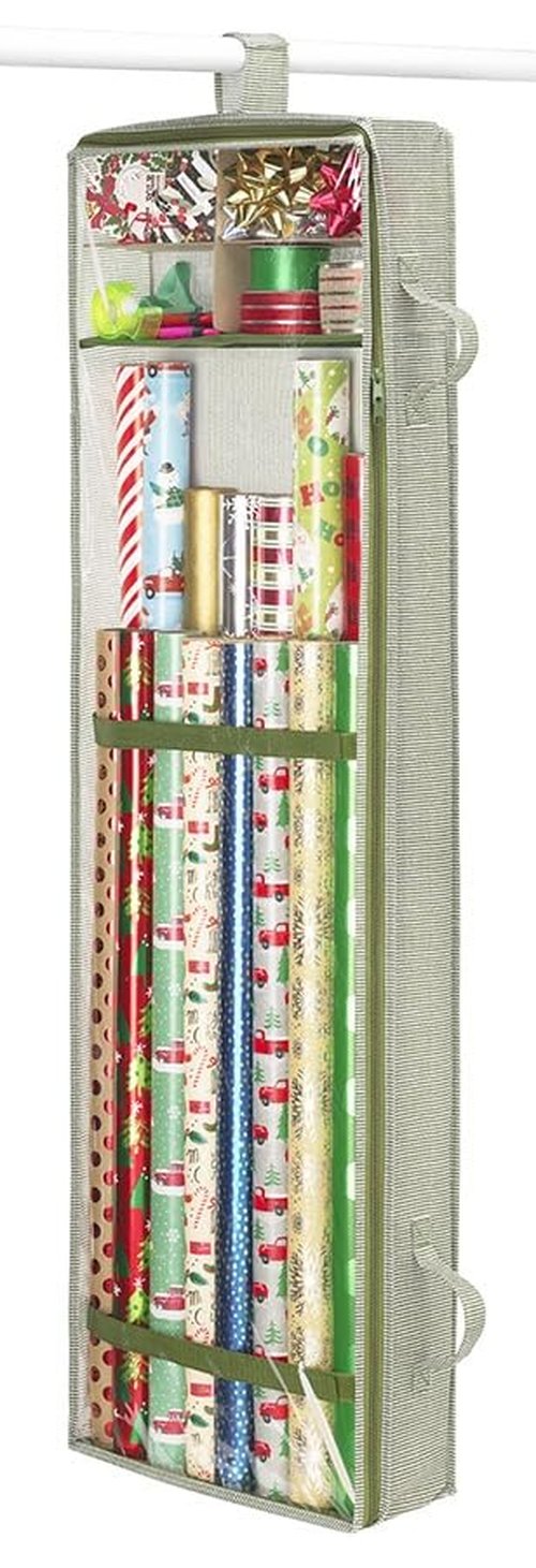 Whitmor Christmas & Holiday Gift Wrap Organizer - Holds 30 inch & 40 inch rolls - Stripe
