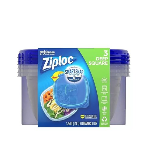 Food Storage Container, 1.25 Qt, Deep Square, 3-Ct.