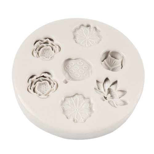 FCKEMLDS Lotus Flower Silicone Molds Lotus Leaf Fondant Mold Lily Pad Silicone Molds Lotus Root Mold For Cake Decoration Cupcake Topper Chocolate Candy Polymer Clay Gum Paste Set of 4