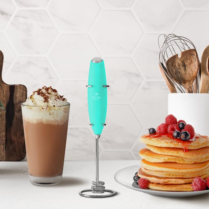 Zulay Kitchen Milk Frother with Patented Tornado Triple Whisk – Handheld Foam Maker for Coffee, Lattes, Matcha & Hot Chocolate – Rich, Creamy Froth in Seconds