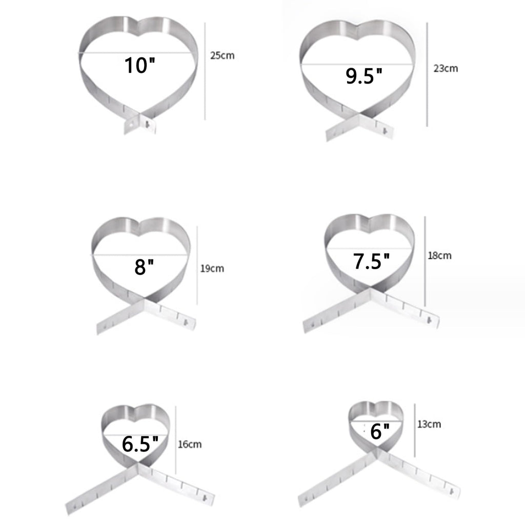 Stainless Steel Heart Shaped Cake Pan Adjustable Mousse Ring Cookie Cutter 6 Inch -10 Inch Cake Mold Baking Cake Mold, Heart Shaped Cake Pan, Family Birthday Party Christmas Baking Tool 8 Inch