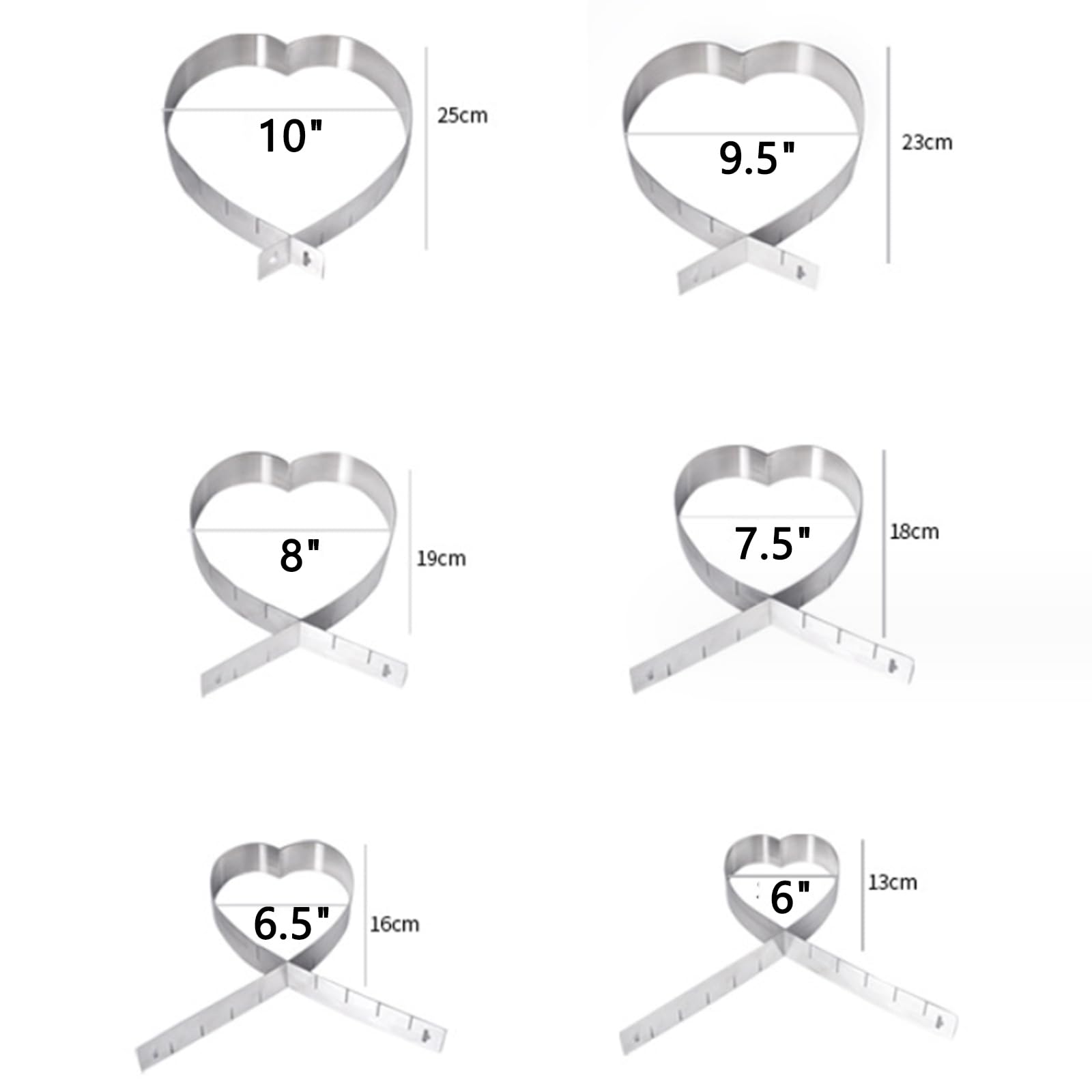 Stainless Steel Heart Shaped Cake Pan Adjustable Mousse Ring Cookie Cutter 6 Inch -10 Inch Cake Mold Baking Cake Mold, Heart Shaped Cake Pan, Family Birthday Party Christmas Baking Tool 8 Inch