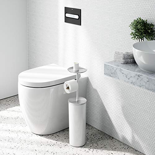 Umbra Portaloo Toilet Paper Stand and Reserve, White/Nickel