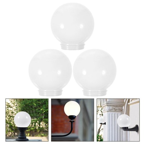 EXCEART Globe Lamp Shade Replacement 6 Inch Round Acrylic Spherical Lampshade for Outdoor Wall Lights and Home Decor