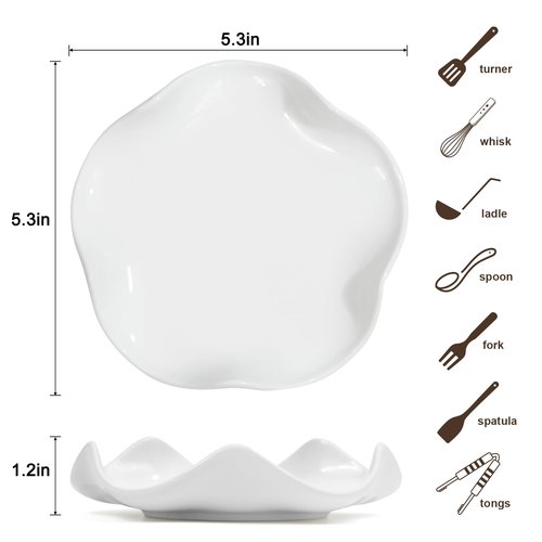 SVLX YIXVN Spoon Rest for Stove Top, 5.3 Inch Ceramic Spoon Holder for Kitchen Counter, Coffee Ladle Holder, Utensil Rest for Cooking, Housewarming Gifts (White)