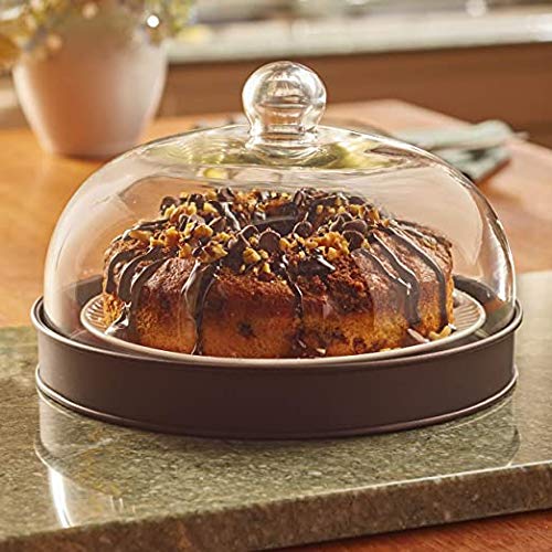 SkyMall Galvanized Metal and Glass Dome Server - 10.3 inches - Bronze