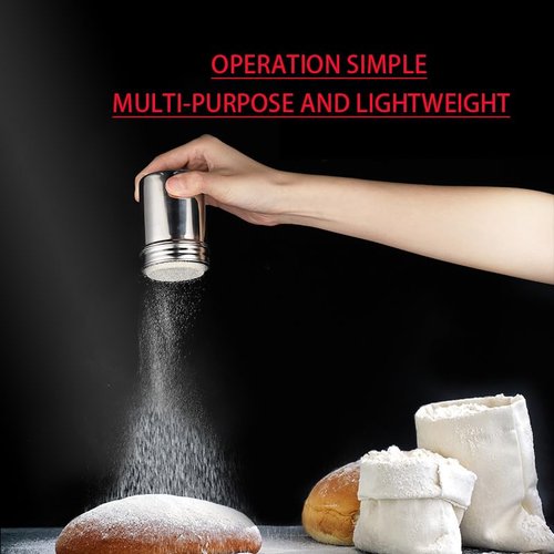 Stainless Steel Shaker Sifter Dispenser Duster Container for Flour, Sugar, Baking Soda, 1 Pack