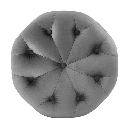 Modway EEI-3778-GRY Anthem Tufted Button Round Performance Velvet Ottoman, Gray