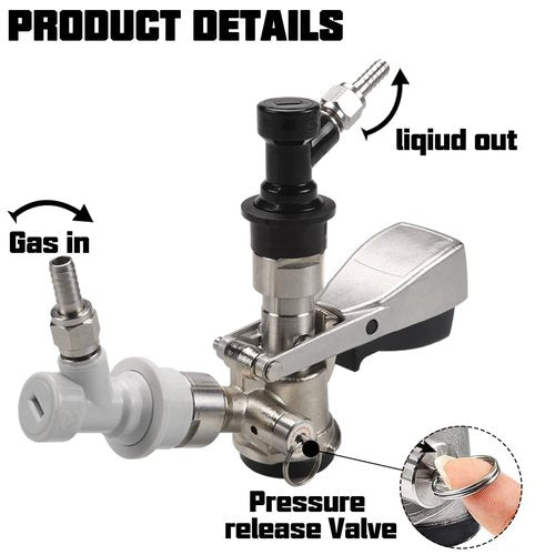 Sankey D Keg Coupler with Adapter and Ball Lock Disconnect Set Standard Type Kegerator Kit Keg Taps for Beer used for Keg Kegging Beer Tower by PERA