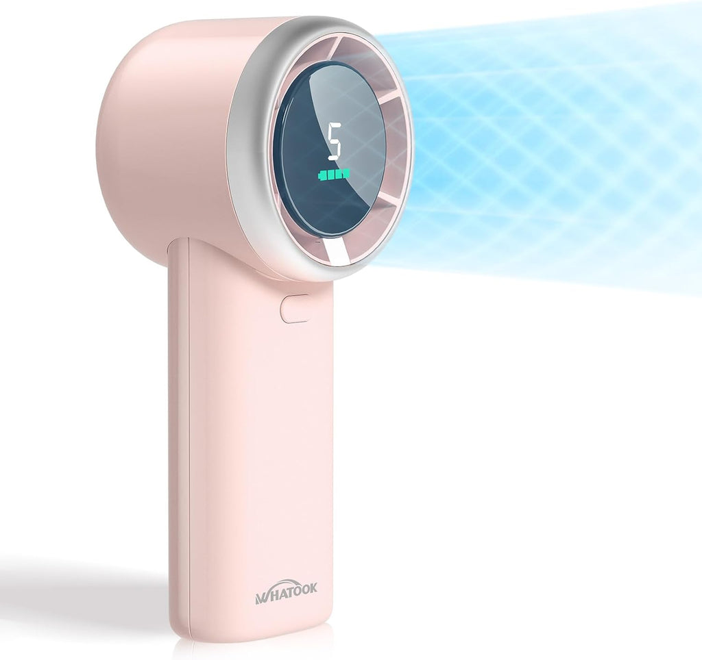 WHATOOK Portable Handheld Mini Fan - High-Speed Cooling, 10-Hour Battery Life, USB Rechargeable | Pink