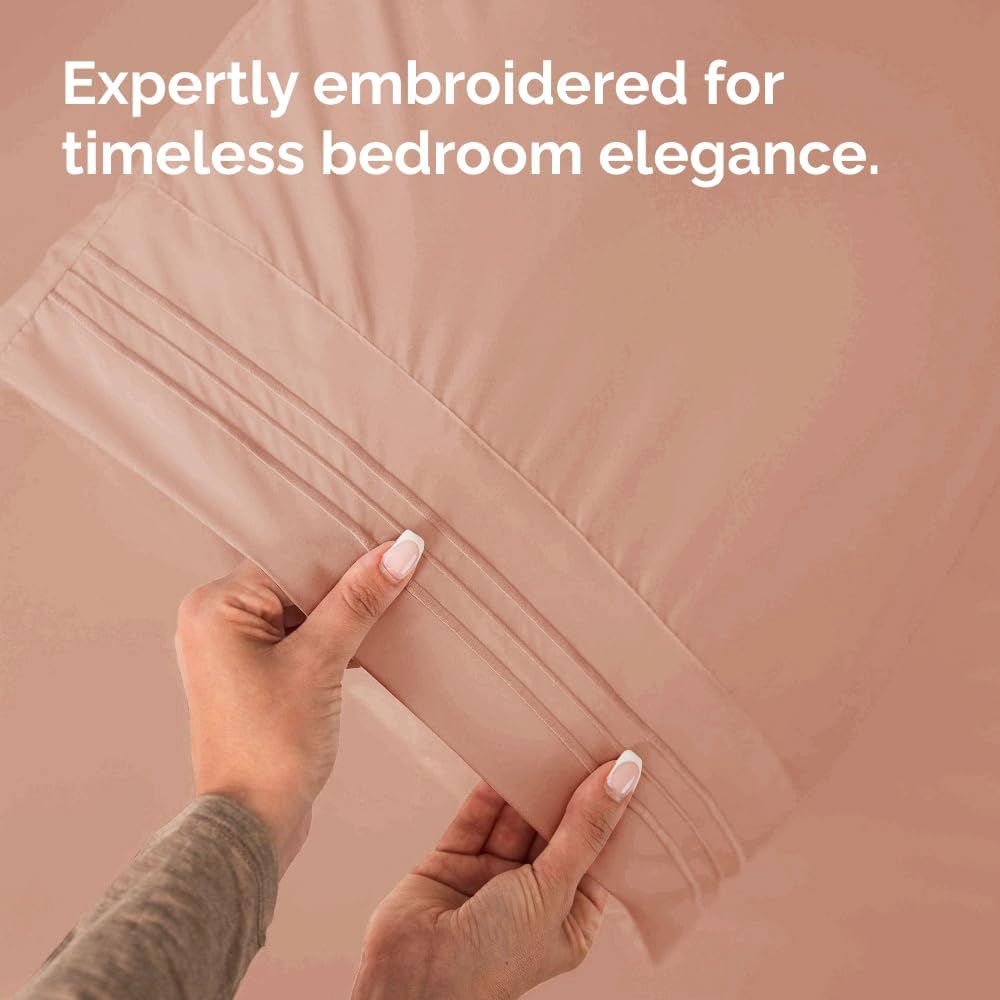 Skiennix Queen Pillow Cases Set of 2 | Ultra Soft Hotel Quality, Wrinkle-Free, Stain Resistant - Mauve