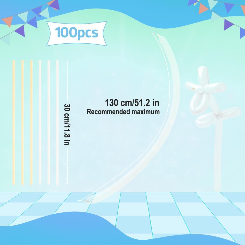Skiennix 260 Balloons - Clear & White Party Balloons | 100PCS Animal Long & 50PCS Transparent