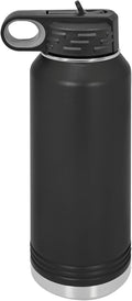 Polar Camel 32 Oz Stainless Steel Water Bottle - Flip Top Lid & Straw | Black Color