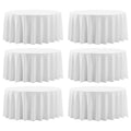 Aocoz Round Tablecloth 6 Pack 90 Inch White Tablecloths Washable Decorative Linen Polyester Table Clothes Cover for Dining Table Banquets Buffet Parties and Wedding