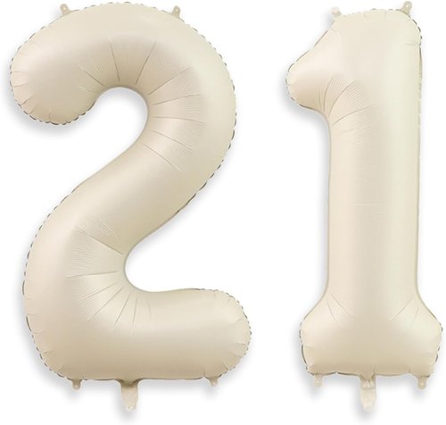 Foil 21 Balloon by [Brand Name] - Large Cream White Number for 21st Birthday Party Decorations