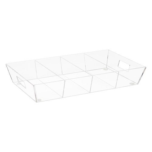 Mind Reader Snack Tray, Countertop Organizer, Snack Tray, Pantry, Breakroom, Kitchen, 19.25" L x 11.3" W x 3.3" H, Clear