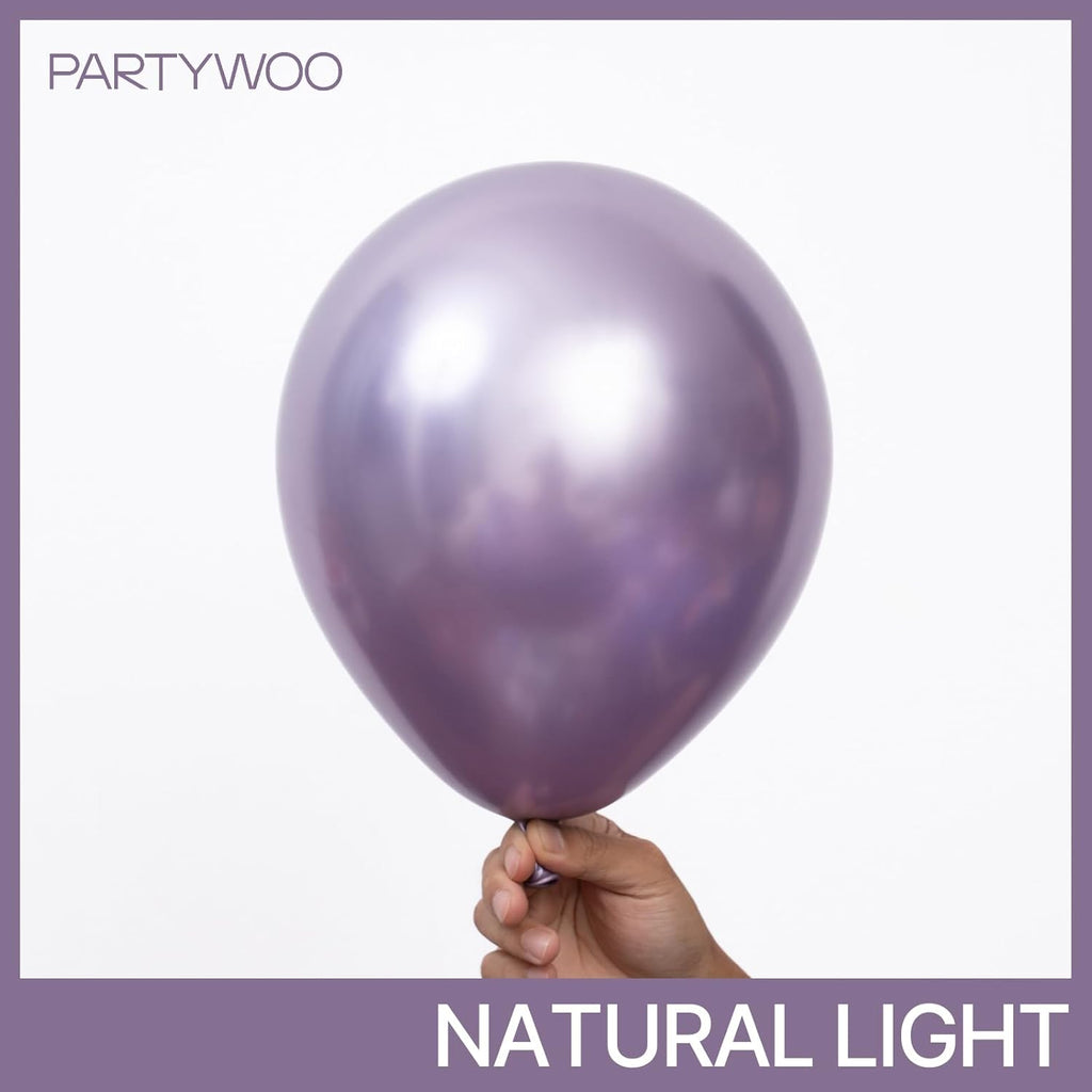 PartyWoo Metallic Purple Balloons - 50pcs 12 Inch Chrome Balloons for Graduation & Bridal Showers