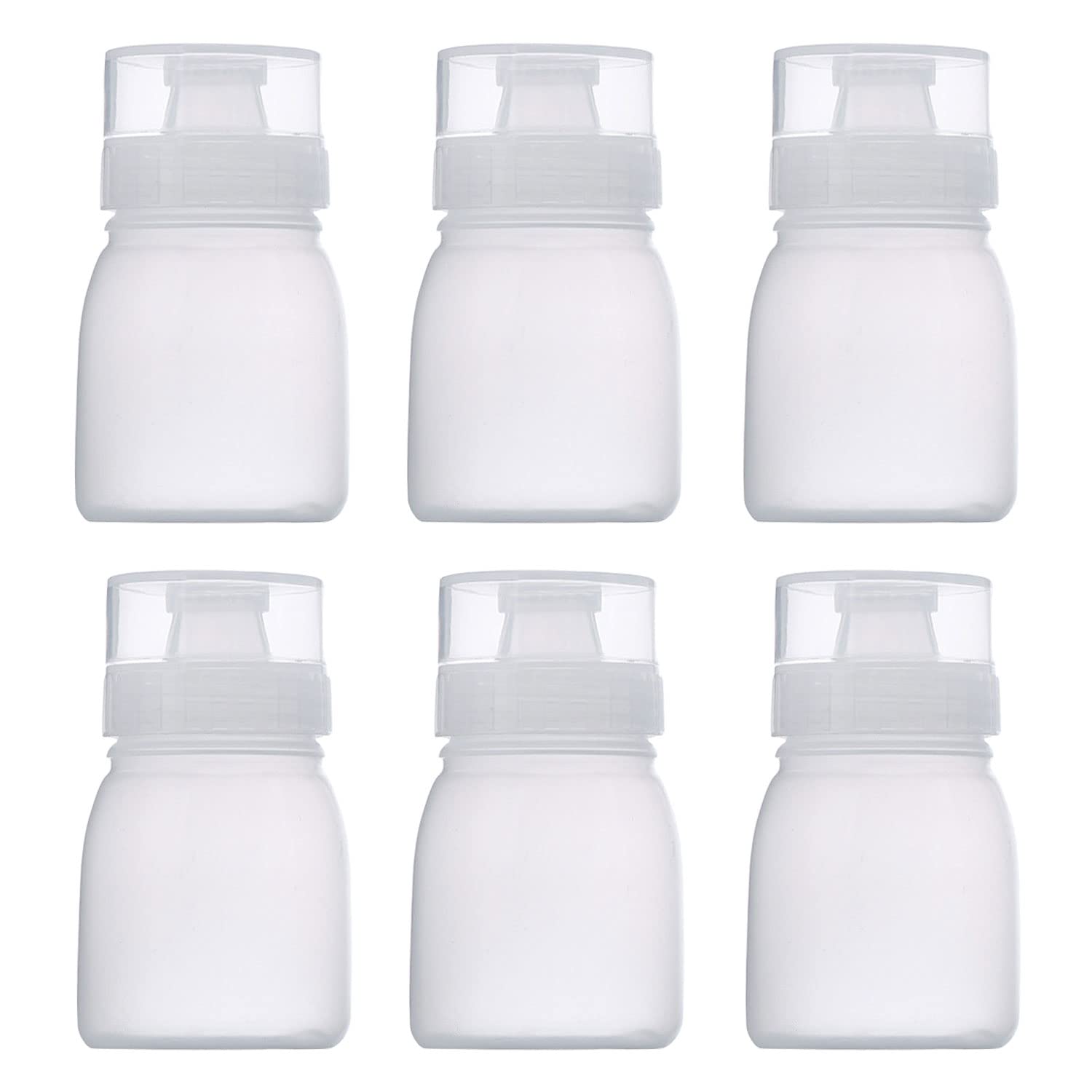 RAMFIYN Condiment Porous Squeeze Bottles, Small Salad Dressing & Sauce Container, Multi-nozzle Bottle - 6 pcs, 6oz, 5 nozzles