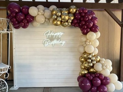 HKYOOD 150Pcs Burgundy Balloon Garland Arch Kit - Birthday Party Decorations with Metallic Rose Gold Maroon White Gold Balloons for Baby Shower Valentines Day Bridal Shower Wedding Prom Decorations