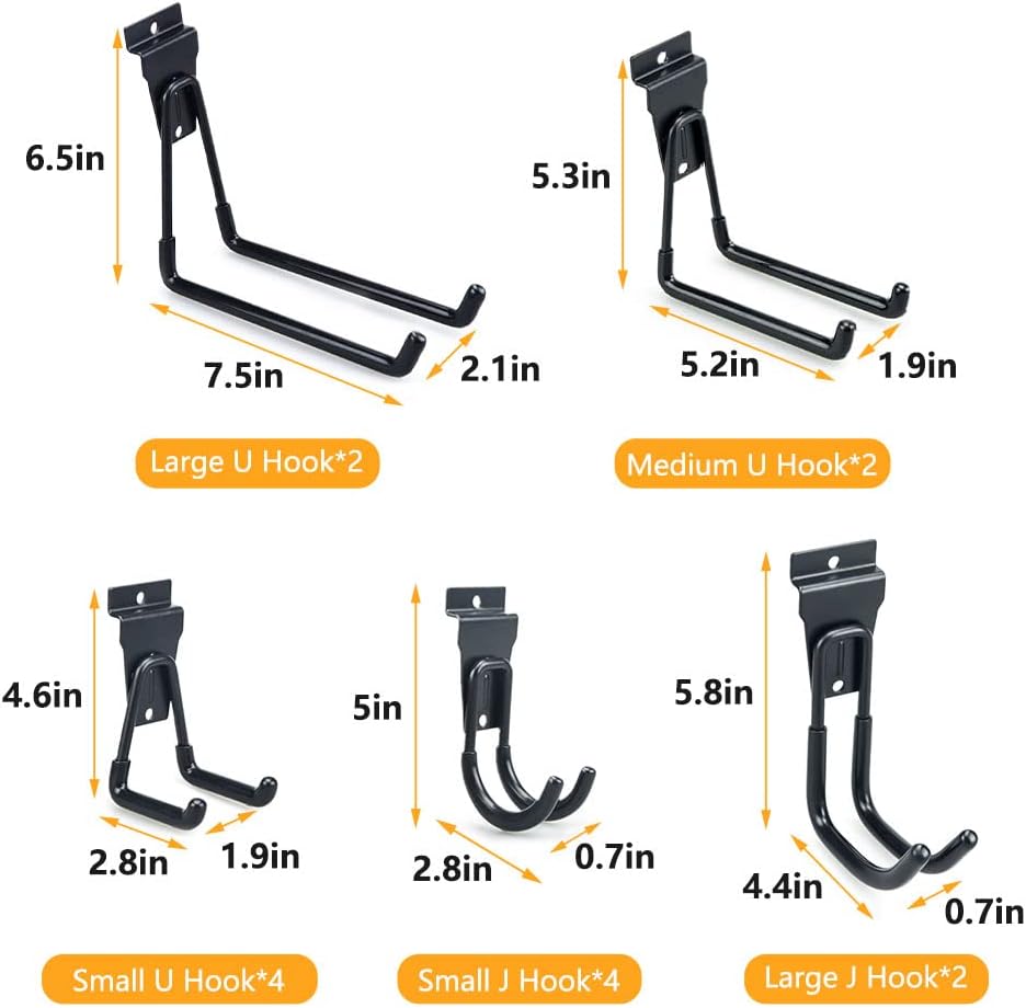 Slatwall Hooks by [Brand Name] - Versatile Wall Mount Tool Holders for Garage & Garden (14 Pack, Black)