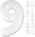 Translucent Number 9 Balloon - 40 Inch White Giant Birthday Decoration for Boys & Girls