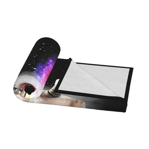 Funny Cat Blanket Space Cat Lover Gifts Throw Blankets for Girls Boys Adult Women Men Kids Plush Cozy Flannel Fleece Ultra Soft Fuzzy Nebula Galaxy Kitten Party Blanket 50"X40"