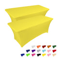 IVAPUPU 2 Pack 4FT Table Cloth for Rectangular Fitted Events Stretch Yellow Table Covers Washable Cover Spandex Tablecloth Protector for Party, Wedding, Cocktail, Banquet, Festival