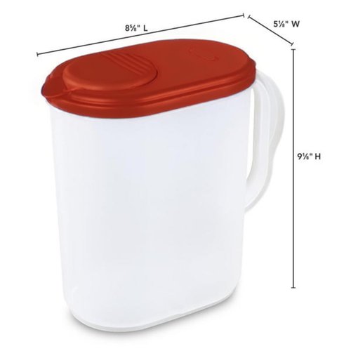 1 Gallon Water Pitcher with Lid & Pivot Top Spout -Slim Design Fits Fridge Door- Tea Pitcher 1 Gallon Plastic Pitcher with Lid 1 Gallon Pitcher with Lid Water Pitchers with Lids Plastic Water Pitcher