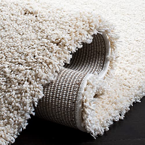 SAFAVIEH Milan Shag Collection Area Rug - 4' Round, Ivory, Solid Design, Non-Shedding & Easy to Clean, Plush Thick Pile, Ideal for Living Room, Bedroom (SG180-1212)