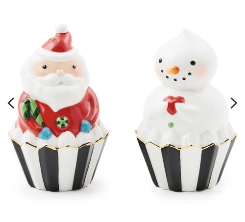 MacKenzie-Childs Bake Shop Santa & Snowman Salt & Pepper Set